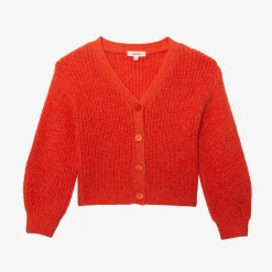 Online Girls' Red Knit Cardigan Child Cardigans & Sweaters