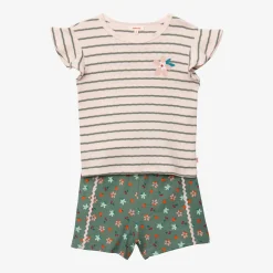 Hot Girl's Striped Shorty Pajama Set Child Sleepwear & Loungewear