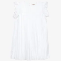 Sale Girls' White Pleated Dress Child Dresses & Skirts