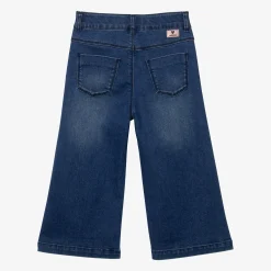 Best Girl's Wide-Leg Blue Embroidered Jeans Child Pants & Shorts