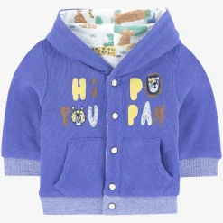Outlet Newborn Boy Blue Reversible Hooded Cardigan Child Cardigans & Sweaters