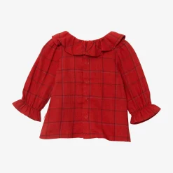 Hot Newborn Girl Terracotta Ruffle Blouse Child Tops