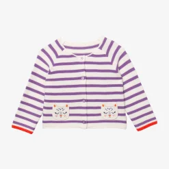 Online Newborn Girls' Lilac Striped Knitted Cardigan Child Cardigans & Sweaters