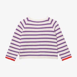Online Newborn Girls' Lilac Striped Knitted Cardigan Child Cardigans & Sweaters