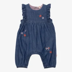 Hot Newborn Girls' Long Embroidered Denim Jumpsuit Child Rompers & Jumpsuits